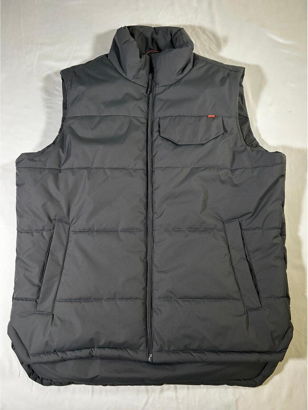 Hawke & Co Mens M Down Fill Puffer Vest Full Zip Dark Gray Sleeveless Insulated
